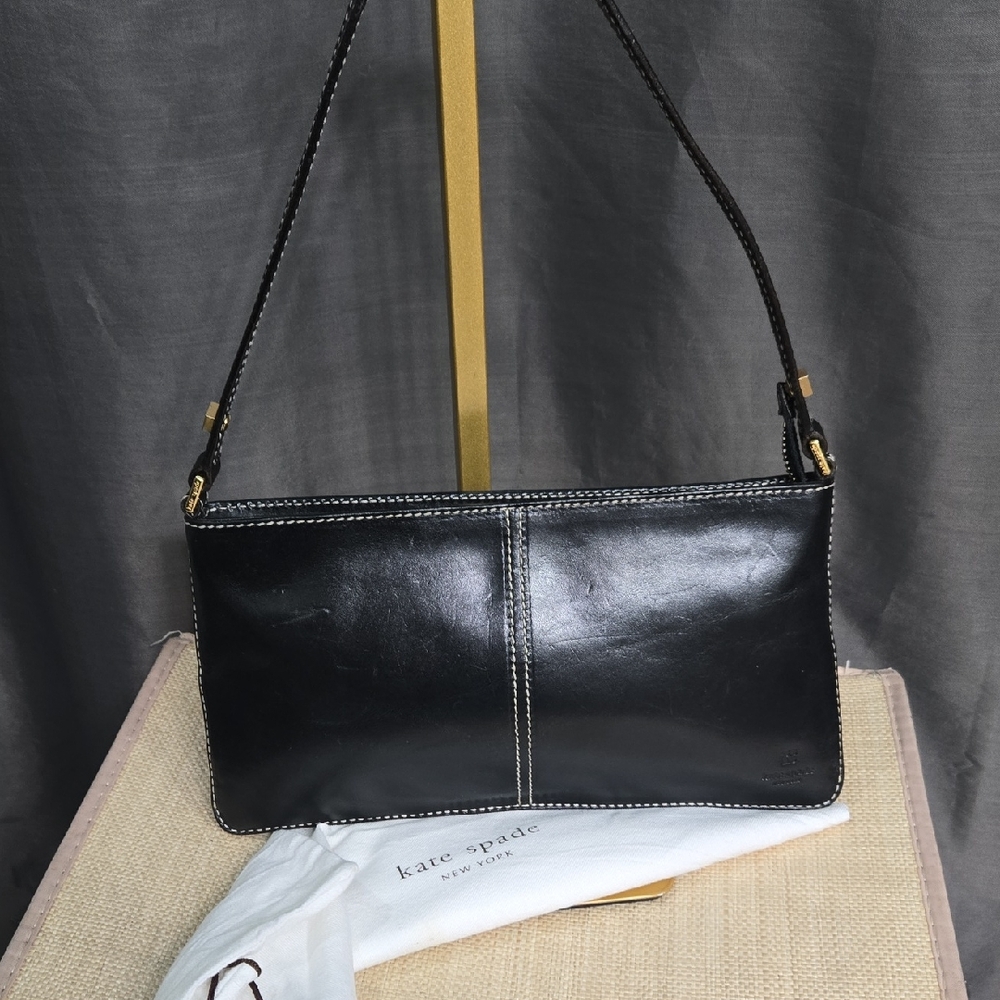 Kate Spade Vintage Black Leather Shoulder Bag  MADE IN ITALY